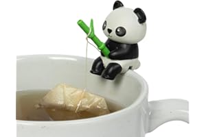 Tea Mates - 1pc Cute Fishing Panda - Tea Bag Holder and String Rest - Tea Accessory for Cup and Mug - Unique Funny Novelty Toy Gift Idea - Animal Figurine Drink Marker
