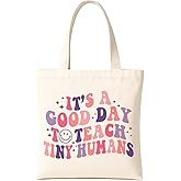 OBUJOPAL Teacher Canvas Tote Bag, Appreciation Gifts Reusable Grocery Bag for Teacher Friends Gym College, Thank You Gift