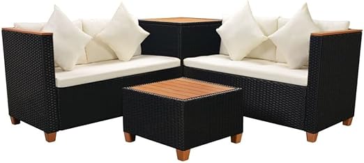 Festnight 14 Piezas Juego sofás con tvolino de Polirratán y polywood