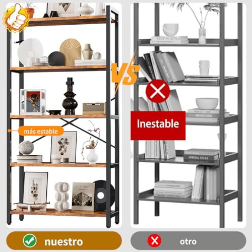 Simple Wisdom librero, Muebles para recamara, 80CM×30CM×161CM,librero Minimalista, libreros de 5 Capas, soporta 250 kg,Dormitorio, salón Retro libreros (Grande)