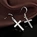 Sterling Silver Cross Dangle Earrings for Women and Men - Han Han Cross Drop Hook Jewelry
