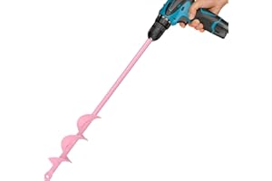 GENUBI INDUSTRY Auger Drill Bit for Planting 1.6 x 16.5 Inch, Garden Auger Spiral Drill Bit for 3/8" Hex Drive Drill, Earth Post Hole Digger Bulb Planter Drill Auger for Planting Bedding Rapid Digging, Pretty Pink