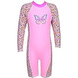 TFJH Girls Swimsuit UPF 50+ UV One Piece Butterfly Swimwear 3-9 Years