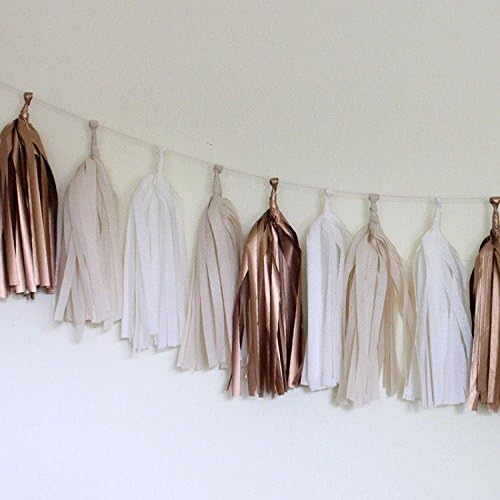 Jesipi Ivory Brown White Paper Tassels Garlands Hanging DIY Tassels Wedding Decorations Hanging Paper Tassels Pack of 9