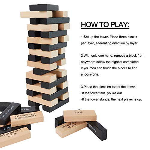 Toyssa Stacking Games 54 PCS Stacking Blocks with 36 Different Rules and Games for Adults Night Party Game - Thumbnail 7