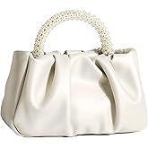 Beatfull Evening Purse Women Small Pearl Handbags Soft Leather Ruched Bag Wedding Bridal Clutch Party Prom Crossbody Purses
