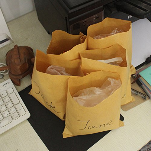 ZICOME 100 Pack Brown Kraft Paper Bags for Candy Bar Treat Snack Cookie Goodie, 6.4 x 8 Inch