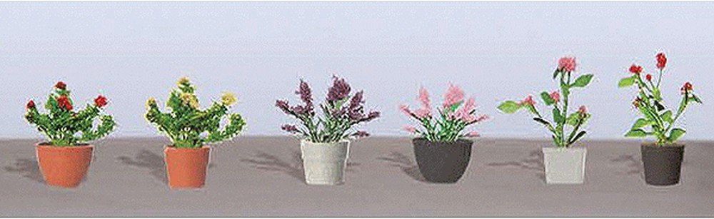 JTT Assorted Potted Flower Plants 1, HO-Scale, (6pack)