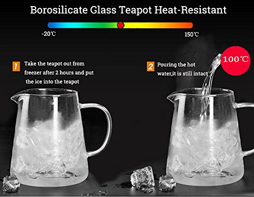 Teocera Glass Tea Pot - High Borosilicate Teapot with 304 Stainless Steel Infuser, Perfect for Loose Leaf Tea, Flower Tea, Tea Bag.