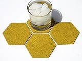 Hexagon Drink Coasters in 5mm Thick Merino Wool
