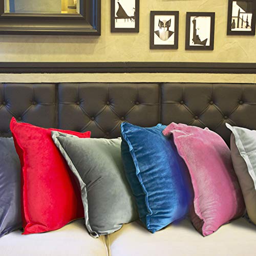 Edow Velvet Throw Pillows (Set of 2), Soft Fluffy Down Alternative Polyester Stuffing Decorative Pillows for Home Decor, Sofa, Couch, Bed, Office and Car. (Black, 18x18) - Thumbnail 6