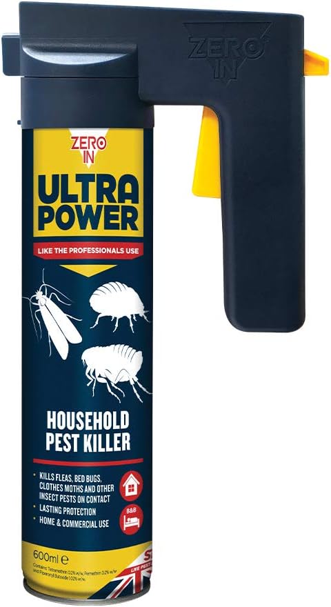 Zero In ZER558 600 ml Ultra Power Household Pest Killer (Controls Fleas, Bed Bugs and Clothing Moths, Professional Strength), Blue
