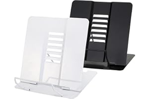 Dicunoy Set of 2 Metal Desk Book Stand, Adjustable Reading Rest Book Holder, Sturdy Book Stand for Reading, Recipes, Textbook