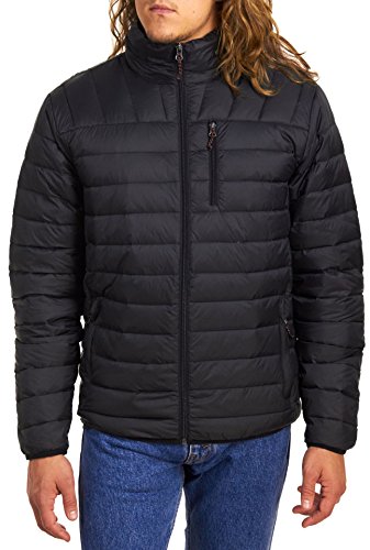 Hawke & Co Men's Packable Down Jacket Hidden Hood, Black, L