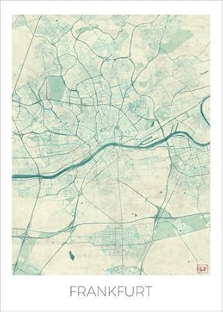 Forex Platte 90 X 130 Cm Frankfurt Am Main Deutschland Karte Blau - 