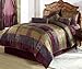 Chezmoi Collection 7 Pieces Multi Color Jacquard Patchwork Comforter Set King Size Bedding Set