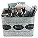 LifeSmart USA Galvanized Drinks Silverware Flatware Caddy Organizer for Kitchen Countertop Storage Dining Table Comfortable Wooden Handle Chalkboard Labels and Marker