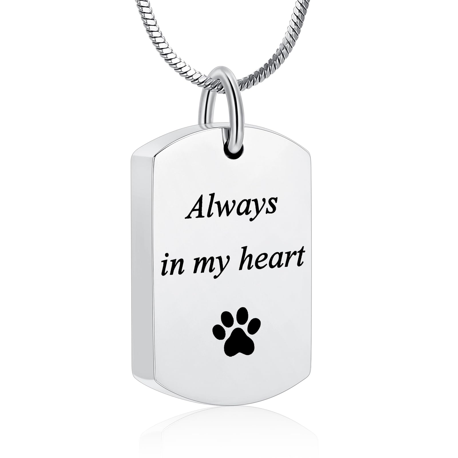 Minicremation Cremation Jewelry Urn Necklace for Ashes for Pet, Paw Print Memorial Ash Jewelry, Keepsake Holder Memorial Dog Tag Urn Necklace for Cat, Metal