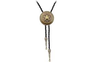 JPJZY BRBAM Retro Style Western Cowboy Lone Star Bolo Tie Texas Symbol Leather Bolo Tie for Men