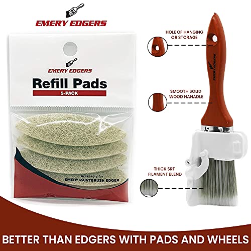 Emery Edger Paint Brush Edging Tool with 5 Pack of Fabric Pads for