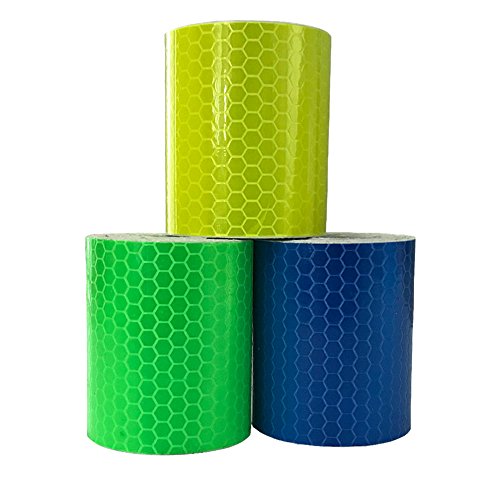 Viewm Reflective Tape 3 Rolls Safety Strips Warning Films 3.28 yard Ã— 2 inch Per Roll (Blue Yellow Green)