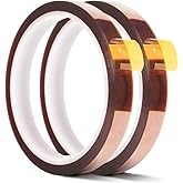 2 Rolls 10mm X 33m 108ft Heat Tape,Adhesive Heat Resistant / Transfer Tape, Heat Vinyl Thermal Sublimation Press Tape,No Residue ,Electronics,Soldering,Circuit Board