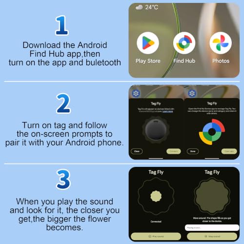 Air Tracker Android, 4 Pezzi Smart Tracker Trova Oggetti (Nero) | Bluetooth Tracker con Google's Find Hub(Solo Android), Air Smart Tracker Localizzatore Chiavi per Chiavi/Bagagli/Portafogli