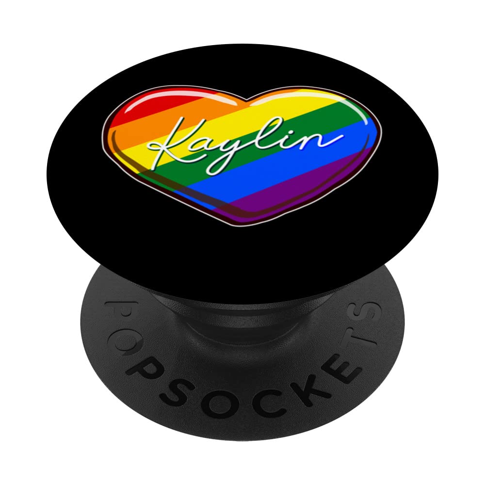 LGBT Pride Heart - First Name "Kaylin" Rainbow Hearts Love PopSockets Swappable PopGrip