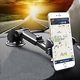 JINGJIA Universal Car Mount Holder for iPhone, Long Neck One Touch Car Mount Holder for iPhone X 8 7 7s 6s Plus 6s 5s 5c Samsung Galaxy S8 Edge S7 S6 Note 5 Car Stand and more (Black)