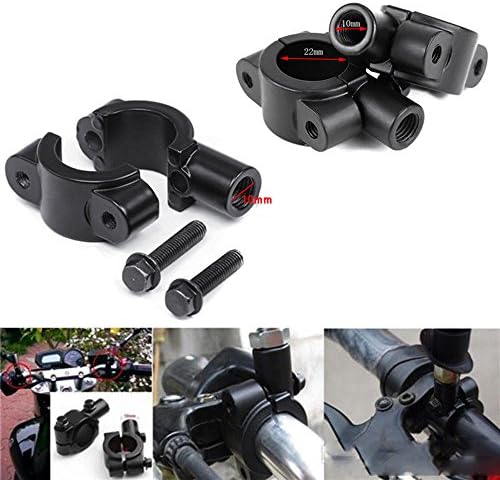 Pair of Black 7/8" 10mm Universal Motorcycle Aluminum Handlebar Mirror Mount Clamp