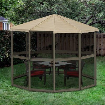 Gazebo Penguin 9121044 Four Season Round Gazebo, 12' Diameter, White/White