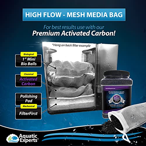 Small Aquarium Mesh Media Filter Bags High Flow 4 Pack 3" by 8
