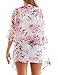GRAPENT Women's 3/4 Sleeves Floral Kimono Cardigan Blouses Beachwear Cover Up Pale Pink US 12