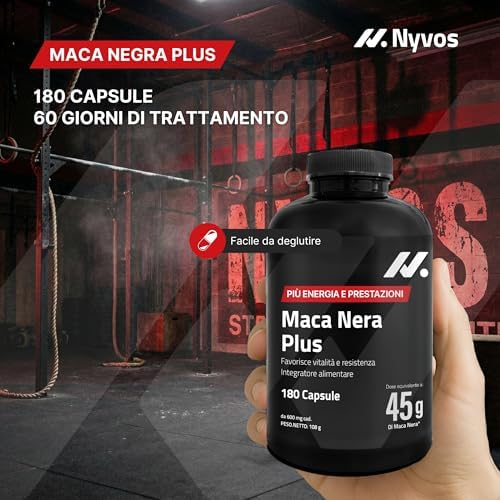 Maca Peruviana Plus – Maca Nera 45.000 mg Equivalenti (100:1), Arginina, Taurina, Vitamina B6 – Testosterone Uomo – 180 Capsule – Vegano, Senza Glutine né Lattosio – Pre workout, Energia e Muscoli — foto 8 di 8