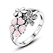 Presentski Cherry Blossom Ring,925 Sterling Silver with Cubic Zirconia Christmas Gift for Women,Size 6 7 8 9