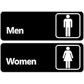 Men's and Women's Restroom Signs ADA-Compliant Bathroom Door Signs for Offices, Businesses, and Restaurants,Public Restroom Signs - Black (2 Pack)