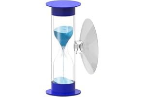 SULIAO Hourglass Sand Timer 5 Minute with Suction Cup,Unbreakable Sand Watch 5 Min Sucker,Small Blue Sand Clock 5 Minute,Plastic Hour Glass Sandglass Timer for Kids,Games,Classroom,Toothbrush