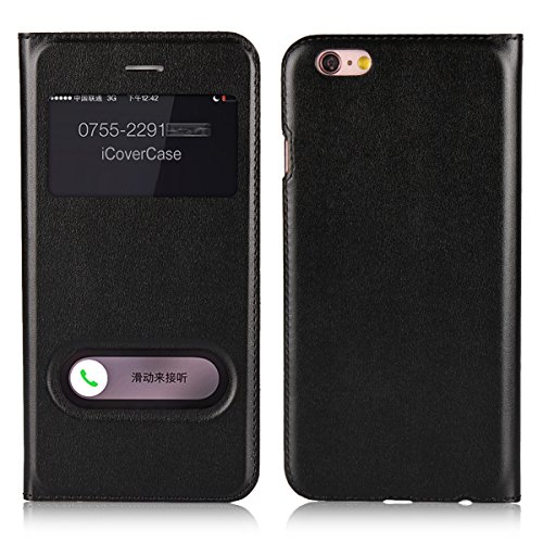 Jaorty Case Compatible with iPhone 6 Plus/6s Plus,Ultra Thin Flip Cover Case Dual Window View Stand Feature Leather Phone Case for iPhone 6 Plus/6s Plus,Black - Thumbnail 4