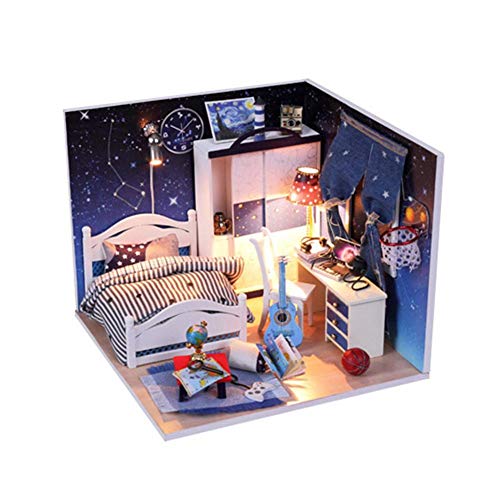 Akaddy Doll House Furniture DIY Miniature 3D Wood Dollhouse Craft Toy Villa Model