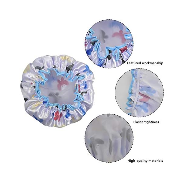 2 Packs Shower Caps for Women Long Hair Reusable Large Butterfly Double Layer Waterproof Bath Cap Bathing Accessories
