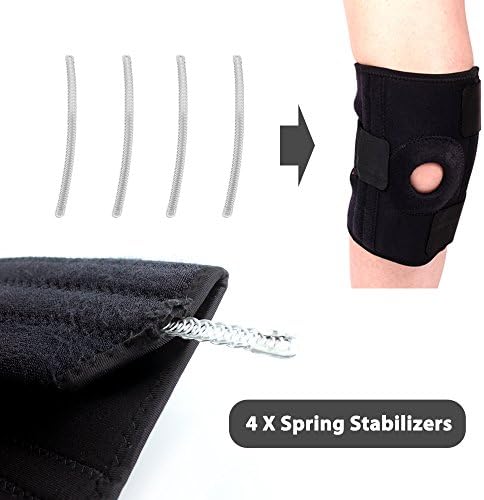 Compression Knee Supports Braces Open-Patella Stabilizer with Adjustable Strapping - Instant Joint Pain Relief, Meniscus Tear, Arthritis, Injury, Running, Sports, Jogging, Basketball, Injury Recover,