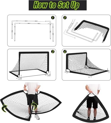 MIAOKE 1/2 Pcs Portable Soccer Goal of 4X3 FT for Backyard, Portable Football Goal Training Equipment with Football Cones, Carry Bag, Practice Net for All Ages Games, Sports