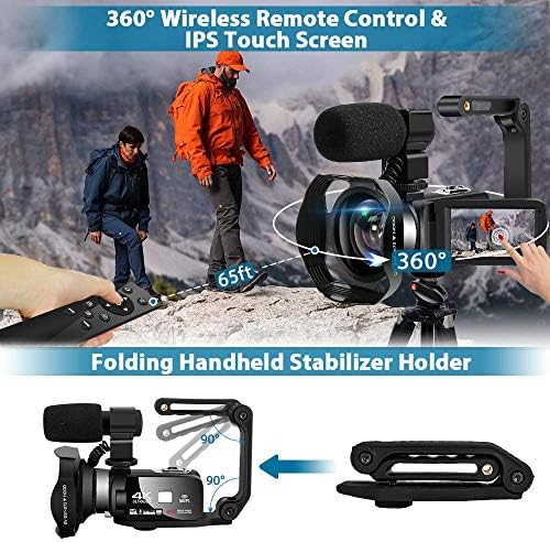 Compact digital video camera with night vision capability, 30fps recording, and remote control.