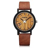 CUCOL Eco Faux Wooden Dial Watches for Men and Women Leather Band Casual Wristwatch