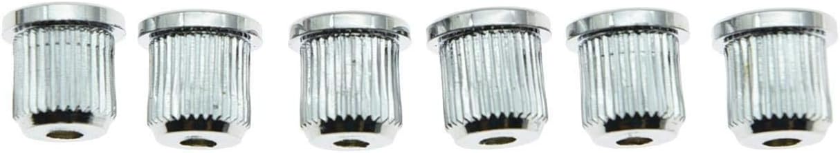 KAISH 6x Chrome Guitar String Through Body Ferrule 5/16" String Ferrules for USA Tele/Telecaster, Zinc Version with knurled edge