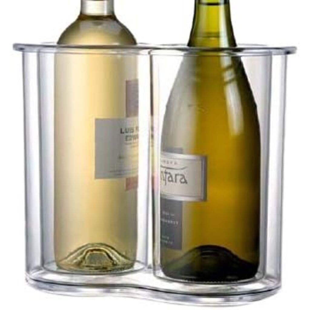 Prodyne Twin-Chill 2 Bottle Iceless Wine Cooler, Clear