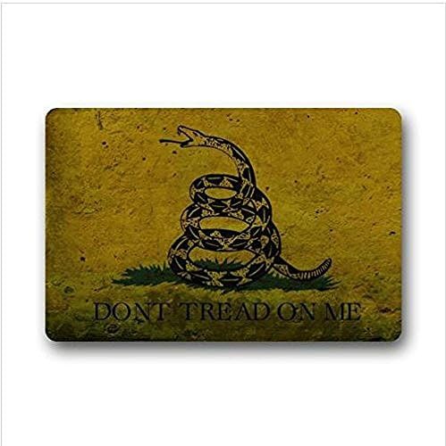 AfagaS Door Mat Cool Flag Dont Tread On Me SnakeRectangle Front Door Mat Large Outdoor Indoor Entrance Doormat Durable Rug Size: 23.6x15.7 Inches