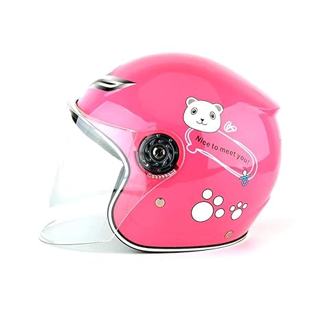 Helm - Elektrische Motorrad Helm mountainbike helm mofa helm Kinder vier Jahreszeiten Universal halbe Helm (Farbe : Pink, Sch