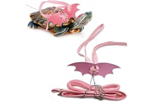 hokable Turtle Harness and Leash with Wings- Harness Strap Chest Collar Adjustable Rope Walking for Turtle Reptile(Pink S