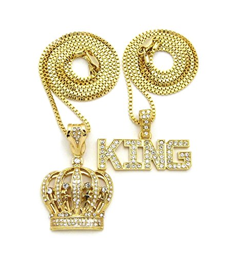Hip HOP Pendant Box Chain Necklace Set 